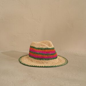 Manebi Hat Raffia Striped Beach Resort Vacation